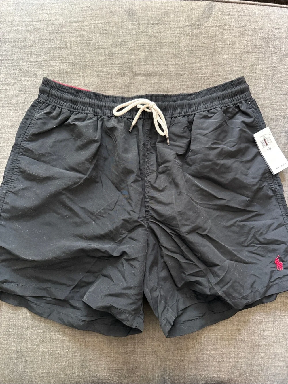 Polo by Ralph Lauren Black Swim Trunks with Red Accent